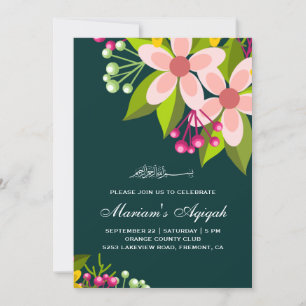 Convites Vibrante Buquê Floral Bebê Menina Aqiqah