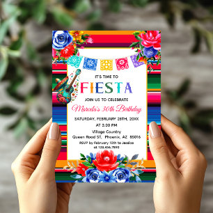 Convites Vibrante Mexicano Serape Fiesta temático Aniversár