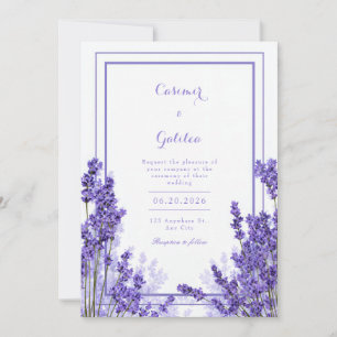 Convites Vibrante Quadro Casamento Lavanda Índigo Roxo