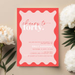 Convites Vibrante Saúde para Festa de Quarenta aniversário<br><div class="desc">Este convite de festas vibrante é perfeito para uma festa de aniversário moderna. O simples design apresenta o texto do script de saudação contemporâneo em cor branca sobre fundo de pêssego vibrante com borda ondulada. Personalizável em qualquer cor. Mantenha o design mínimo e elegante, como está, ou personalize-o adicionando seus...</div>