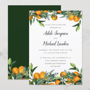 Convites Vibrante Tangerine Citrus deixa casamento de aquar