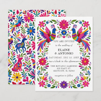 Convites Vibrantes Pássaros Mexicanos Casamento Floral Otom