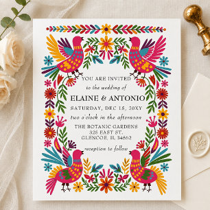 Convites Vibrantes Pássaros Mexicanos Casamento Floral Otom