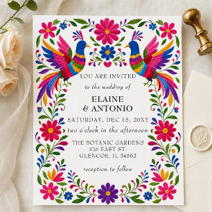 Convites Vibrantes Pássaros Mexicanos Casamento Floral Otom
