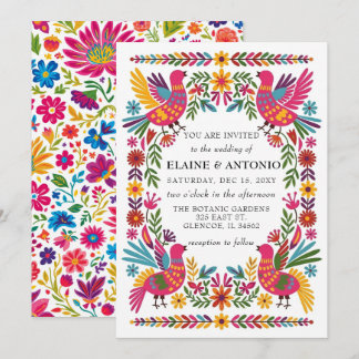Convites Vibrantes Pássaros Mexicanos Casamento Floral Otom