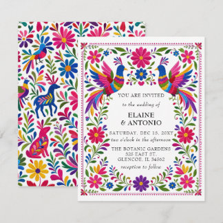 Convites Vibrantes Pássaros Mexicanos Casamento Floral Otom