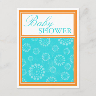 Convites Vibrantes Pop Aqua Orange Baby Shower Invices