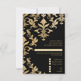 Convites Vice-presidente de Casamento tema damasco Dourado