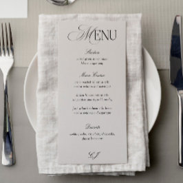 Convites Victorian Black and Ivory Wedding Menu Card