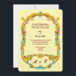 Convites Victorian Era 1835 Floral Rococo Style Wedding<br><div class="desc">Very ornate,  elegant and colorful retro wedding invitations derived from a vintage Victorian era 1835 floral baroque rococo rocaille style black and white print frame border. You can easily edit the text and customize the background color in this design template.</div>