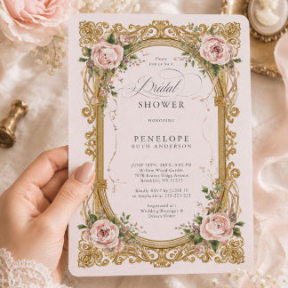 Convites victorian floral bridal shower invite