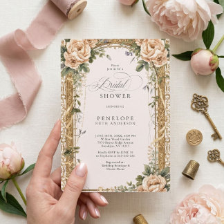 Convites victorian floral bridal shower invite