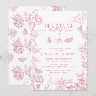 Convites Victorian Floral Chá de panela de borboletas