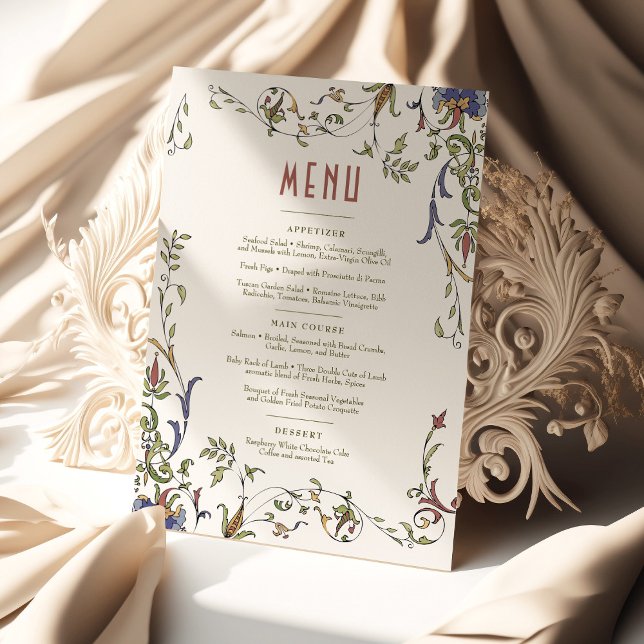 Convites Victorian Flourish Menu de Casamento Personalizáve (Criador carregado)