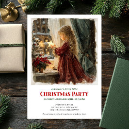 Convites Victorian girl awaits Santa printable holiday