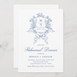 Convites Victorian Ornate Crest REHEARSAL DINNER QR code