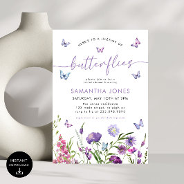 Convites Vida das borboletas Chá de panela de flores silves