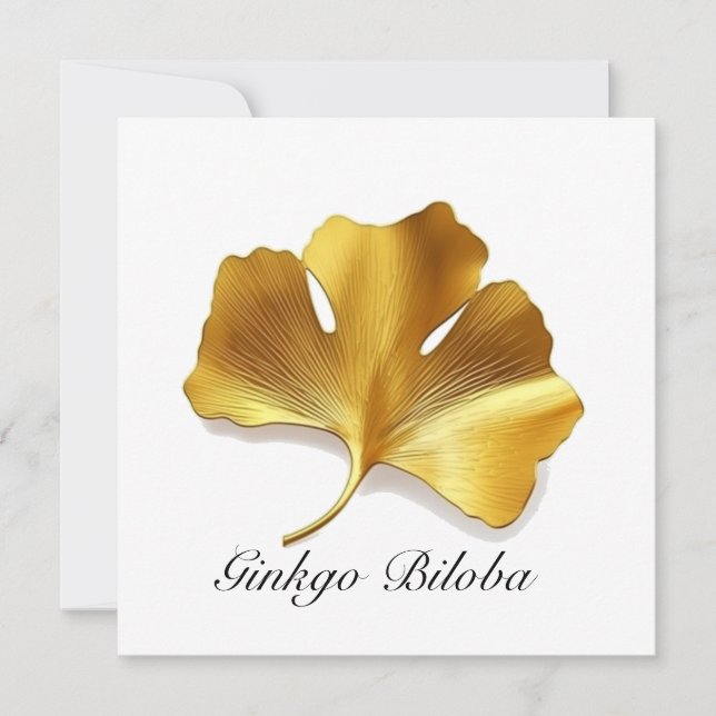 Convites Vida Herbal: Dourado Ginkgo Biloba é personalizáve (Frente)
