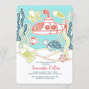 Convites Vida marinha e Chá de fraldas submarino