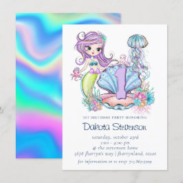 Convites Vida no Mar Mermaid | Festa de aniversário com ida