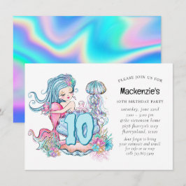 Convites Vida no Mar Mermaid | Festa de aniversário com ida