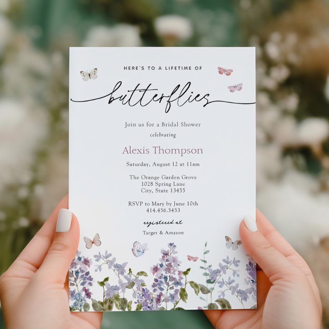 Convites Vida roxa do Chá de panela das borboletas (Criador carregado)