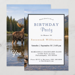 Convites Vida Selvagem Rio Moose Mountain Aniversário