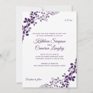 Convites Videiras requintados que Wedding a ameixa/roxo do