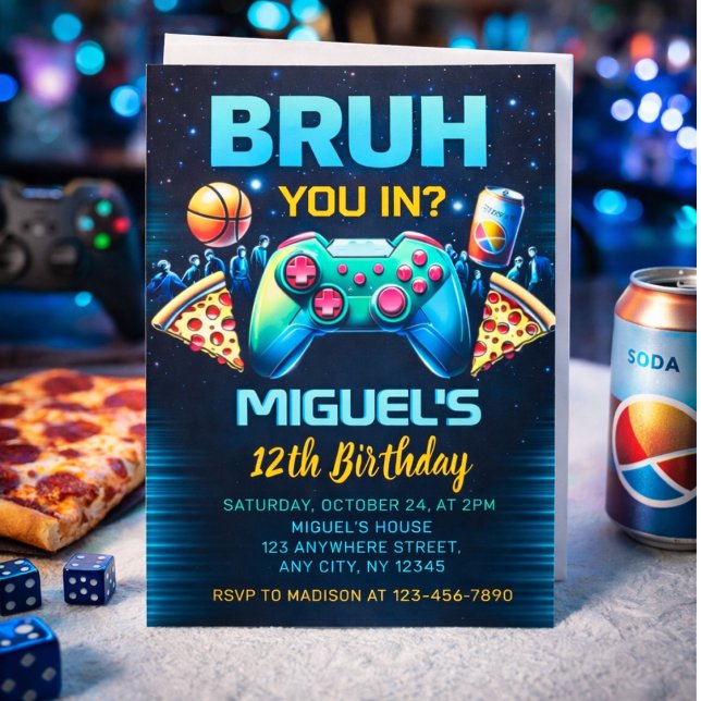 Convites video game birthday party invitation (Criador carregado)