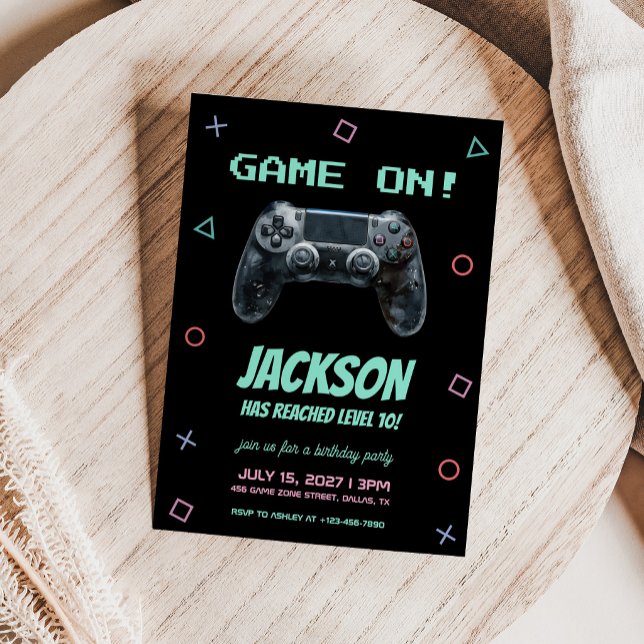 Convites Video Game Gaming Birthday Party (Criador carregado)