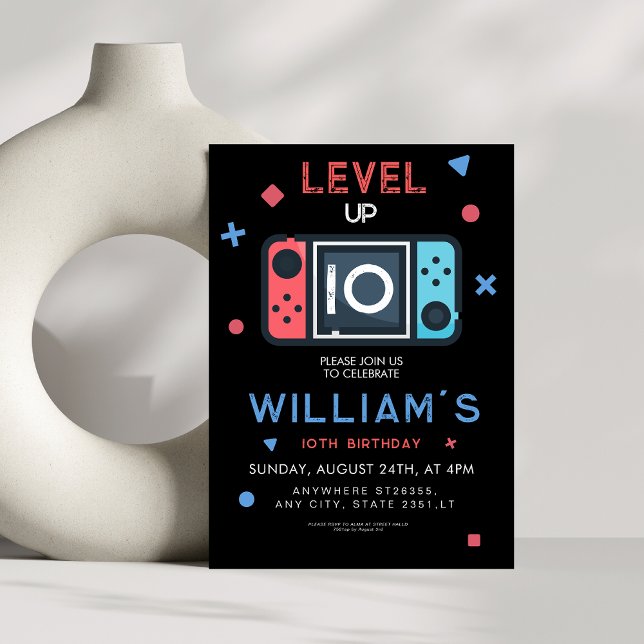 Convites Video game Level up 10th Birthday (Criador carregado)