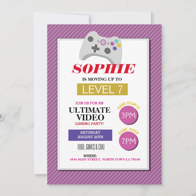 Convites Vídeo Jogo do Partido Jogos Pink Trucks As Raparig (Frente)