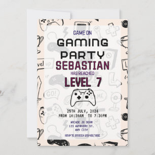 Convites Vídeo Jogo Nível Superior Aniversário do Jogador C