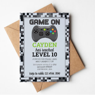 Convites Vídeo Jogo Nível Superior Aniversário do Jogador C