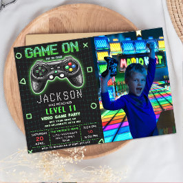 Convites Vídeo Jogo Nível Superior Foto de Aniversário do J