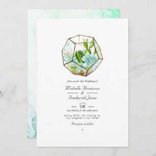 Convites Vidro Aquarela Terrarium Suculents Casamento Invi