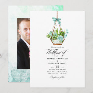Convites Vidro Aquarela Terrarium Suculents Casamento Invi