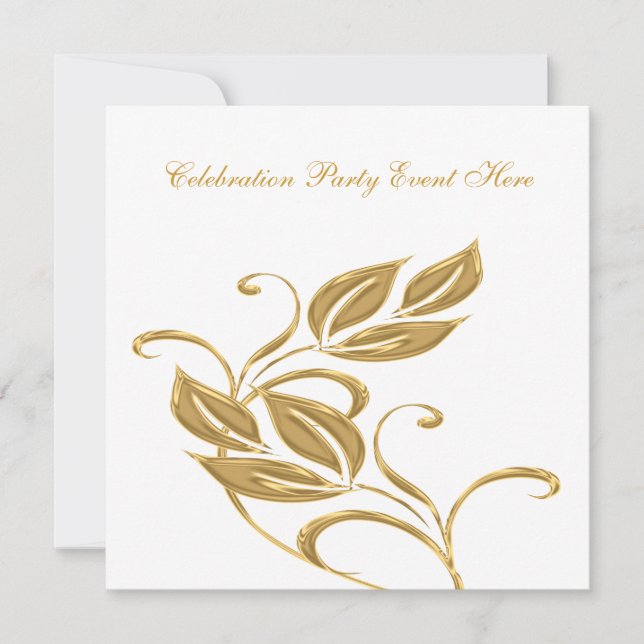 Convites Vidro Branco Dourado Elegante Todos os Acontecimen (Frente)