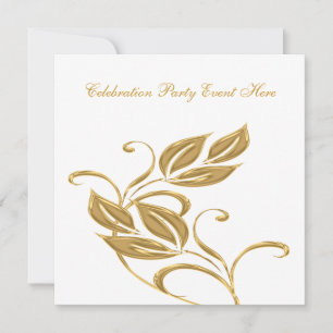 Convites Vidro Branco Dourado Elegante Todos os Acontecimen