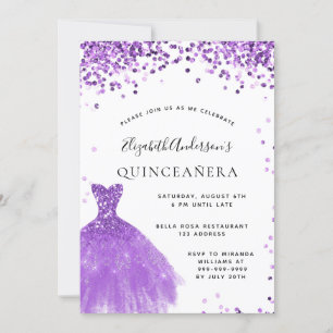 Convites Vidro branco violeta de Quinceanera