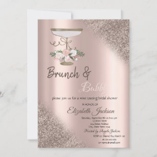 Convites Vidro, Brunch & Espumante com Bokeh em Glitter Dou