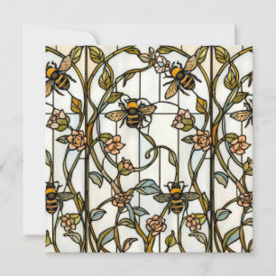 Convites Vidro colorido botânico art nouveau elegante com a