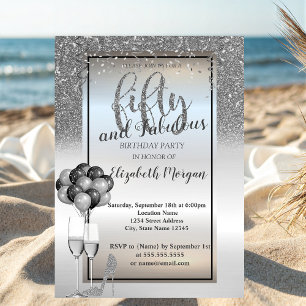 Convites Vidro da lente prateada,Balões 50ª Festa de aniver