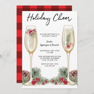 Convites Vidro de Champagne do Partido Elegante Feriado