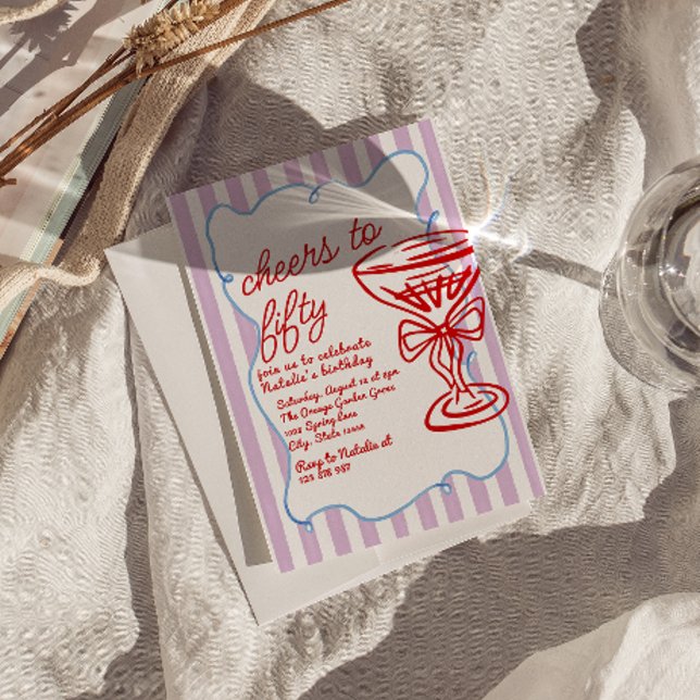 Convites Vidro de Champanhe Colorido 50 - Aniversário (Criador carregado)