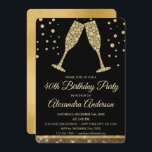 Convites Vidro de Champanhe de Diamante do Partido Dourado<br><div class="desc">Convite de festas Dourado de Vidro de Champanhe de Diamante da Fortieth Festa de aniversário. O Convite de festas aniversário de 40 anos Dourado e negro é perfeito para um Partido aniversário de 40 anos moderno.</div>