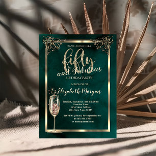 Convites Vidro de Champanhe de Fronteira de Luxo Verde 50º