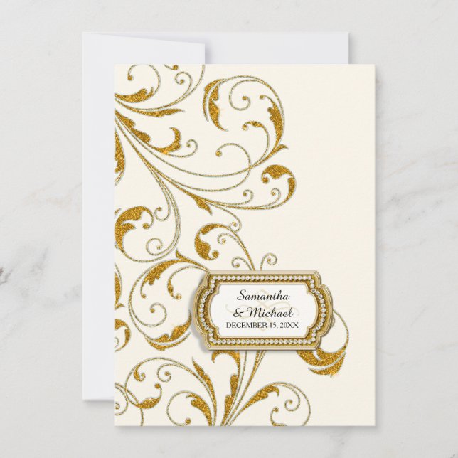 Convites Vidro de Recepção Velho da Regência de Hollywood T (Frente)