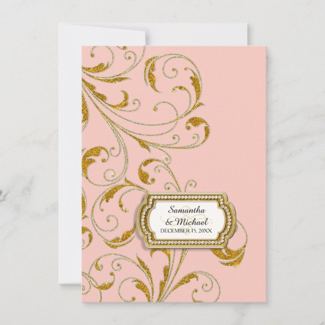 Convites Vidro de Recepção Velho da Regência de Hollywood T (Frente)