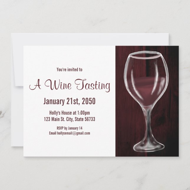 Convites Vidro De Vinho Vermelho Meia Cheio Vazia A Saber A (Frente)